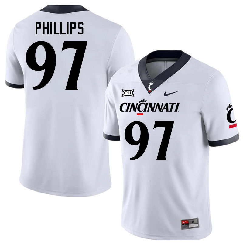 Cincinnati Bearcats #97 Eric Phillips Big 12 Conference College Football Jerseys Stitched Sale-White